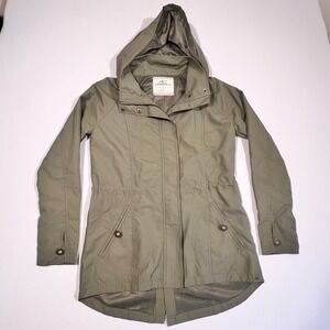 O'Neill Anorak Jacket Hooded Pockets Full Zip Green Mid Length Green Womens S
